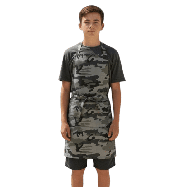 Camo Grey Apron – Kids