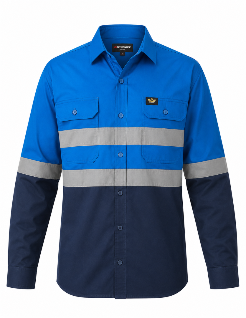 HI VIZ 100% Cotton Vented Workshirt - Image 2