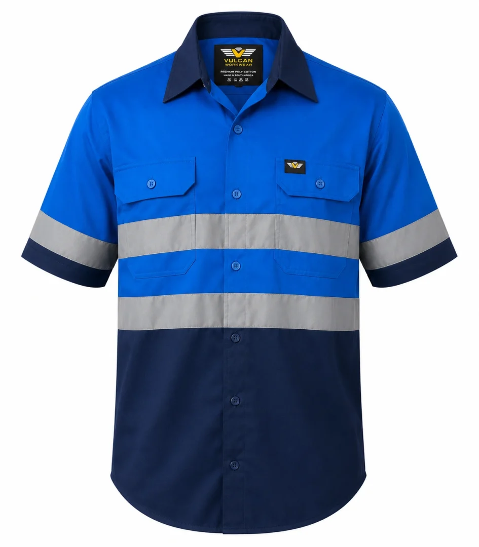 HI VIZ 100% Cotton Vented Short Sleeve Workshirt - Image 4
